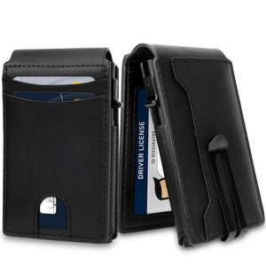Carbon Fiber Textured <b>Wallet</b> <b>For</b> <b>Men</b> <b>RFID</b> Blocking Metal Card Holder Multi Slot Money Clip 6 Inch Solid Color Everyday Use - Product Image 1