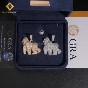 Envío Directo desde EE. UU., Stock Local, Certificado GRA, Joyería Hip Hop con Incrustaciones de Diamantes, Plata 925, Colgante de Gorila con Moissanita - Product Image 6