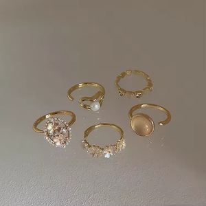 Cubic Zircon <b>Opening</b> <b>Rings</b> Finger <b>Ring</b> Fashion Jewelry Gold Plated Shiny CZ Stone Stainless Steel Alloy Retro Trendy Women - Product Image 6