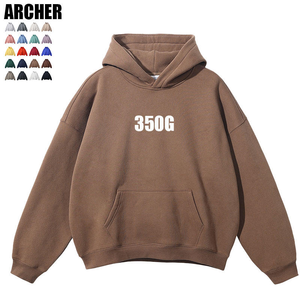 Sweat-shirts à capuche surdimensionnés en polaire premium 350g, 20 couleurs, sans cordon, sweat-shirts à capuche unis en coton pour l'hiver, coupe ample pour hommes - Product Image 1