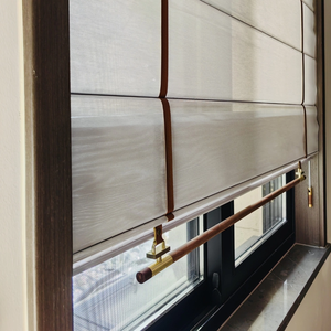 Eleganti <span class=keywords><strong>Tende</strong></span> Romane per Finestre con Cinghia in Pelle e Asta Decorativa, <span class=keywords><strong>Tende</strong></span> e Mantovane Artistiche per Finestre - Product Image 5