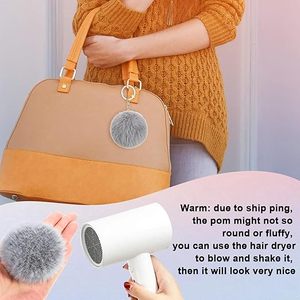 Pom Pom Fluffy Keyring Soft Plush Charm Ring Keyfob 8cm Faux Fur Balls Bag Pendant for House Key Women Mother's Day Gifts - Product Image 5