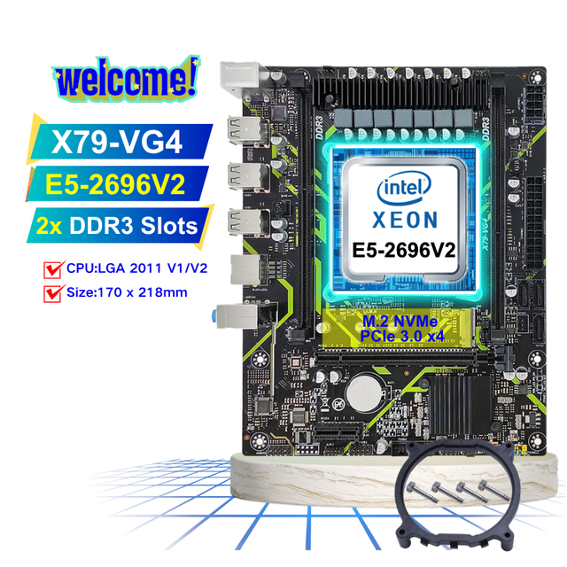 PANDL X79-VG4 Desktop PC Mainboard Set Intel Xeon E5 2696 V2 CPU Supports DDR3 ECC RAM 64GB Maximum Capacity Intel Xeon X79