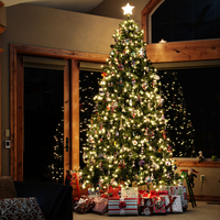Lumières chaudes d'intérieur et support en métal arbre de Noël pré-éclairé arbre de Noël artificiel traditionnel pré-éclairé réaliste