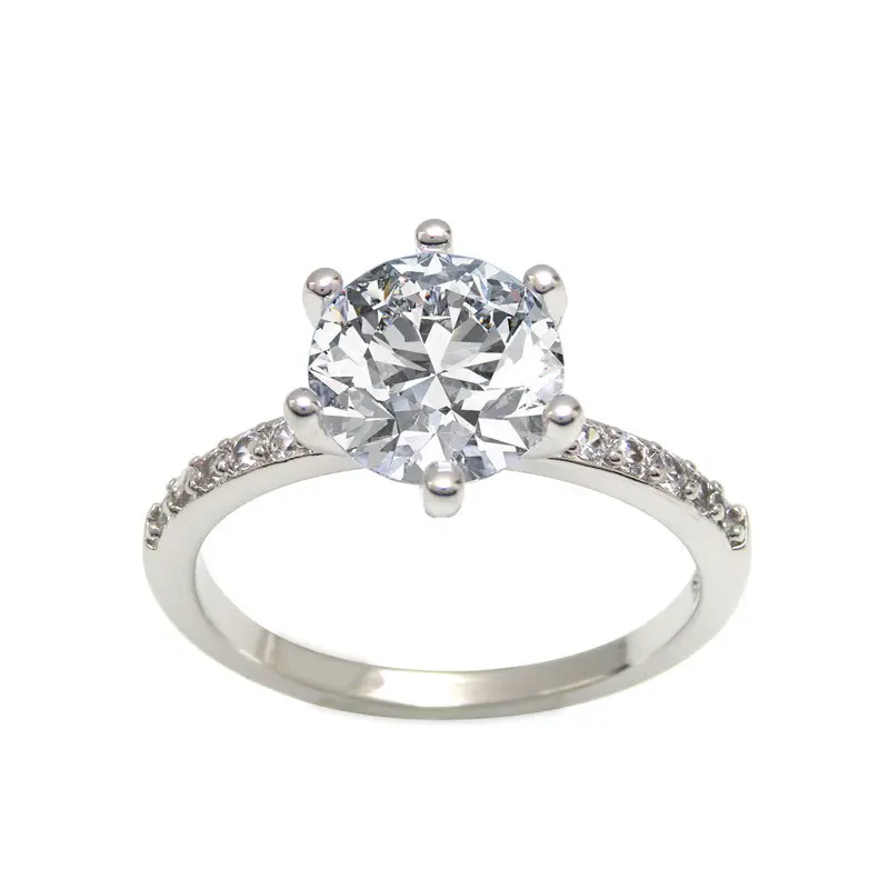 फैशन थोक 2023 चांदी पक्का हीरे की अंगूठी विभिन्न चमकदार पत्थर की अंगूठी महिलाओं के लिए सगाई
