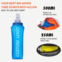 Botella de agua plegable OEM/ODM de 500ml, frasco suave reutilizable sin BPA para correr, ciclismo, Maratón, botella de agua plegable