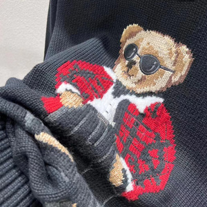 Maglione in Puro <span class=keywords><strong>Cotone</strong></span> di Alta Qualità con Ricamo Orsacchiotto Stile Campus Americano per <span class=keywords><strong>Donna</strong></span>, Novità Autunno-Inverno - Product Image 5