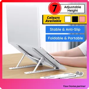 Penyangga Laptop portabel, dudukan Notebook plastik ergonomis dapat dilipat tinggi dapat diatur