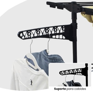 3 tendederos grandes de pie, plegables, ajustables, retráctiles y desmontables, <span class=keywords><strong>con</strong></span> barras y ganchos compactos de metal - Product Image 5