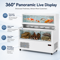 Lemari Pendingin Display Ikan Hidup, Udang, Kepiting, Multi-Layer Komersial, Stainless Steel, dengan Filtrasi Independen