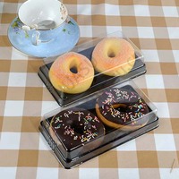 Boîte en plastique pour 2 beignets Sweet Dessert Récipient en plastique