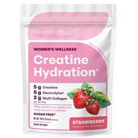 Poudre d'hydratation à la créatine pour femmes 5g Créatine Collagène Électrolytes Biotine HA Sans sucre Saveur fraise 30 portions Fibres