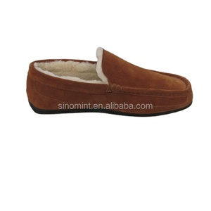 Real Suede Leather Sheepskin Fur Lining <strong>Moccasin</strong> Plush <strong>Slippers</strong> for Women and <strong>Men</strong> - Product Image 3