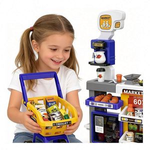Juego de Juguetes Educativos de Supermercado para Niños: Caja Registradora, Dinero de Juguete, Carrito de Compras y Puesto de Mercado para Juego de Rol - Product Image 3