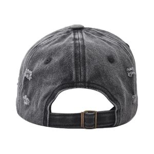 Gorras de Béisbol de Mezclilla Desestructuradas de 6 Paneles OEM ODM, con Parche de Cuero Curvado con Logotipo, Hebilla, Algodón Lavado, Estilo Desgastado, para Correr - Product Image 3