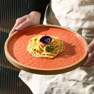 Platos de cena de cerámica <span class=keywords><strong>Vintage</strong></span> hechos a mano, juego de platos de textura <span class=keywords><strong>para</strong></span> restaurante, Hotel, decoración y uso del hogar - Product Image 5