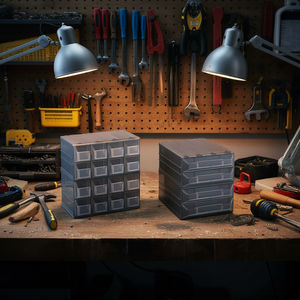 Commode à 2 tiroirs Ttake 24,9x36,6x25 cm, gris foncé transparent, rangement pour outils - Product Image 2