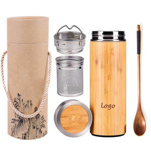 350ml 420ml 500ML Double Paroi En Acier Inoxydable Tout Boisson Gobelet De Voyage Fiole Thermique Tasse De Voyage En Bambou <span class=keywords><strong>Avec</strong></span> <span class=keywords><strong>Infuseur</strong></span> À Thé - Product Image 1