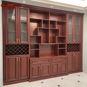 Mueble de Madera de Roble Macizo Personalizado de Fábrica, Mueble Moderno para Sala de Estar, Vinoteca Americana de Lujo, Vinoteca Integrada, Estante para Botellas de Vino Dorado - Product Image 6