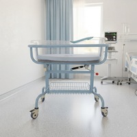 Chariot médical en acier inoxydable pour bébés, chariot de transport hospitalier pour nourrissons, poussette médicale avec roulettes silencieuses