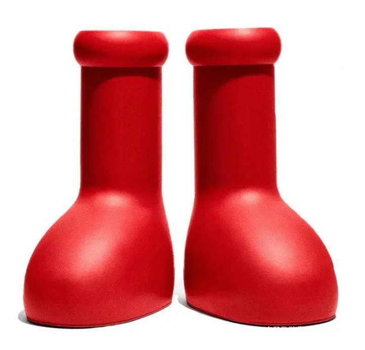 फैशन कार्टून बड़ा लाल जूते कस्टम अन्य बारिश ईवा रबर कार्टून पुरुषों महिलाओं लड़का बड़ा लाल जूते मोटी नीचे बड़ा दौर पैर की अंगुली फ्लैट