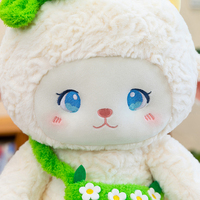 Peluche Mouton Adorable en Gros, Jouet en Peluche Super Doux en Coton PP, Poupée Animal en Peluche Agneau avec Sac à Dos Floral Amovible, Cadeau d'Anniversaire pour Enfants