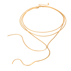 J & D collana con ciondolo a forma di serpente a <span class=keywords><strong>tre</strong></span> strati a catena a forma di serpente piatto in acciaio inossidabile placcato oro 18K pietra principale a forma di cuore - Product Image 3