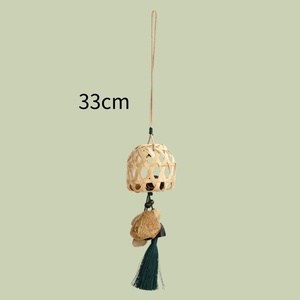 Carillon éolien en coquille de graines naturelles, cloche à sonnette en bambou tissé à la main, décoration d'intérieur, ornement suspendu pour voiture - Product Image 2
