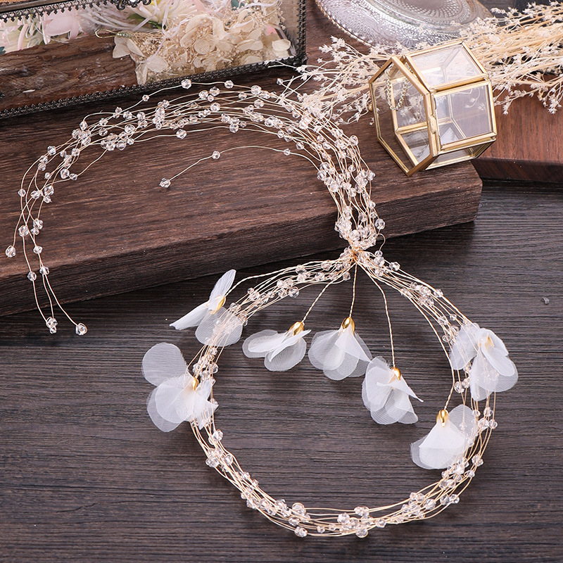 Vite Per Capelli Da Sposa Con Cristalli E Fiore, Accessorio Matrimonio, Lunghezza 1 O 1.5 Metri
