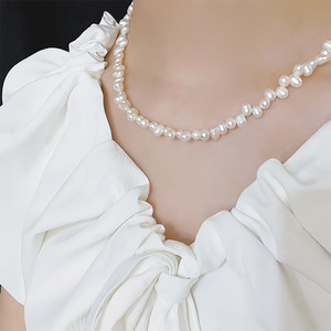मूल फ्रेंच रेट्रो सफेद चावल आकार प्राकृतिक ताजे मोती हार और ब्रेसलेट सेट महिलाओं के लिए s925 क्लैंप के साथ मोती गहने - Product Image 3