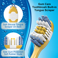 Brosse à dents et gratte-langue, logo imprimé sur mesure, emballage personnalisé, emballage individuel, usine de brosses à dents certifiée CE FDA