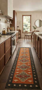 Handwoven Wool Jute Southwestern <b>Runner</b> <b>Rug</b> | Geometric Tribal Kilim Carpet <b>for</b> Boho Hallway Entryway Farmhouse Home Decor - Product Image 3