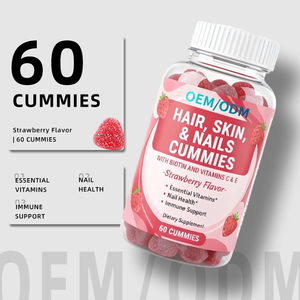 Biotin, C ve E Vitamini İçeren Saç, Cilt ve Tırnaklar İçin Sakızlar - Çilek Aromalı 60 Adet |   Yetişkin OEM/ODM Özel Etiket Toplu Tedarikçisi - Product Image 2