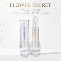 Rouge à lèvres magique Flower Secret qui change de couleur avec des diamants en cristal irisés 3,8 g. Hydratant et anti-rides 12 h.