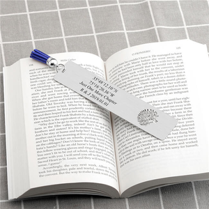Marque-page en acier inoxydable ajouré motif Arbre de Vie avec pompon, texte gravé au laser personnalisé, <span class=keywords><strong>cadeau</strong></span> souvenir de <span class=keywords><strong>retraite</strong></span> pour enseignant - Product Image 3