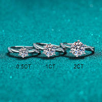Bague de fiançailles solitaire à six griffes en argent sterling S925 avec moissanite ronde taille brillant 2 carats certifiée GRA D VVS1 – Prix usine