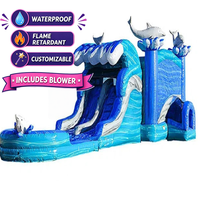Structure gonflable géante PVC Dauphin Princesse avec toboggan et piscine, pour enfants