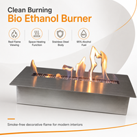 Cheminée à bioéthanol moderne à insérer, foyer autoportant en acier inoxydable pour intérieur, à combustion propre et flamme réelle