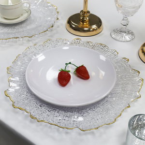 Thân thiện với môi 13 inch rõ ràng nhựa sạc tấm xù vàng rim Flora rim thiết kế lấy cảm hứng từ rạn san hô đám cưới tấm - Product Image 3