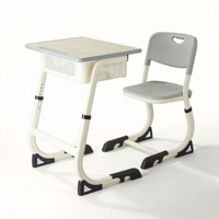 Bureau d'étude réglable en hauteur pour enfants avec tiroir à crayons et crochet pour casque, mobilier scolaire ergonomique anti-pincement