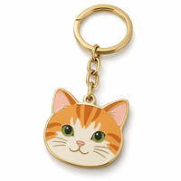 Porte-clés en métal personnalisé avec visage de chat orange, logo sur mesure, cadeau d'entreprise en gros, fabricant OEM en vrac