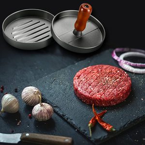Premium Non-Stick Eco-Friendly Food Grade Burger Smasher Patty Maker Aluminum Hamburger Mold Press with Wood Handle - Product Image 6