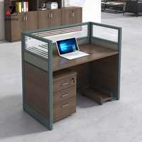 Modular Workstation Cubicle with Glass Partition/Shelf Modern Floating Desk Easy Assembly for Office/Call Center Use