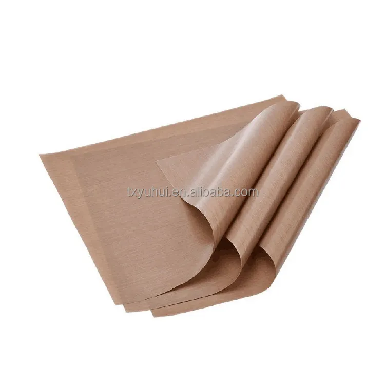 Feuilles de PTFE de qualité alimentaire antiadhésives de couleur brune tapis de cuisson réutilisables gril en PTFE cuisson tapis de gril antiadhésif