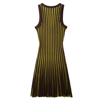 Summer Fashion Lady Color Blocking Striped Sleeveless Bodycon Sexy Hot Mini Knit Sweater Dress Women