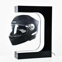 Support d'affichage de casque à lévitation magnétique en acrylique personnalisé 360° °   Support de casque de moto rotatif et flottant avec lumière LED