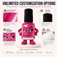 Peluche personnalisée Sassy Nail Polish, OEM ODM, jouet en peluche haute fidélité, breloque maquillage, cadeau, solutions de marque d'élite, plus mascotte