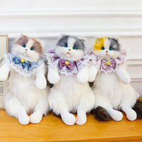 Sac à dos chat en peluche mignon et populaire, modèle chat à trois fleurs, pour fille - Vente chaude