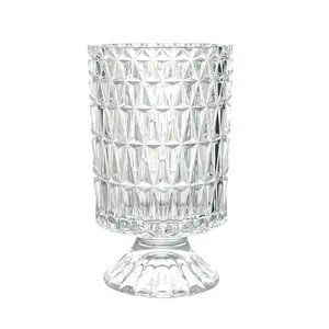 Vase en verre gaufré de perles Rhombus, dispositif européen 1 pièce, pour Arrangement de fleurs séchées hydroponiques, décoration de bureau