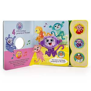 Gran Venta de audiolibros de tapa dura personalizados para niños, <span class=keywords><strong>cinco</strong></span> pequeños monos, botón pulsador, tablero de sonido, libro de educación temprana - Product Image 3